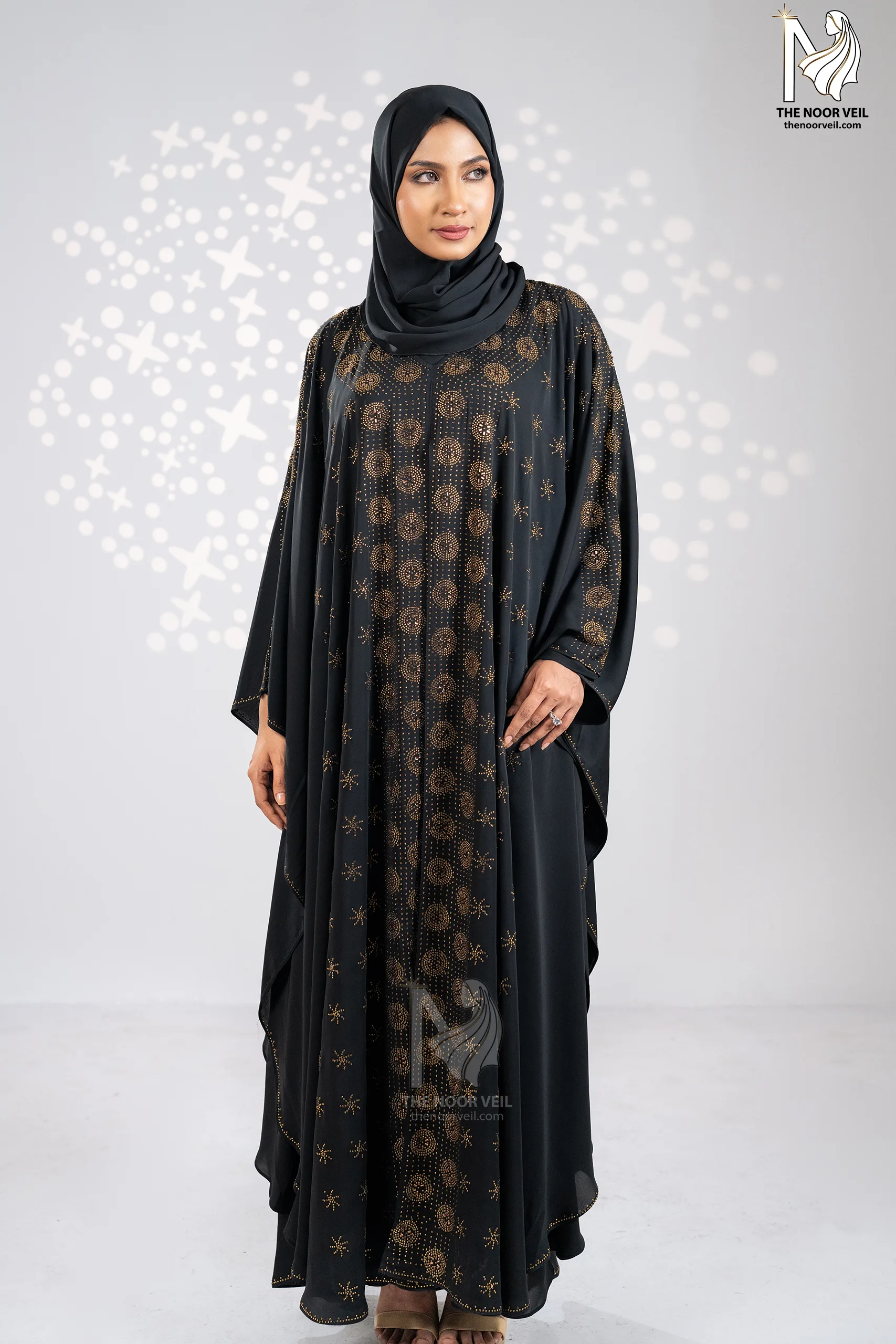 Full body view of the Sultana Abaya Royal black
